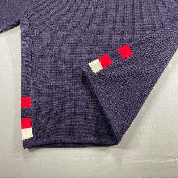 VINTAGE Lands' End 100% Wool Colorblock Crewneck Sweater - Large - Picture 7 of 12